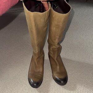 Sam Edelman —Classic Tall Leather Riding Boots in Olive Brown